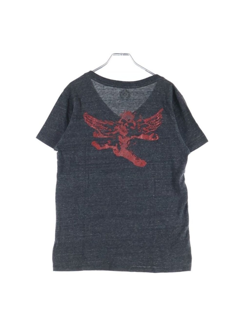 Chrome Hearts Vintage Foti Short Sleeve Tee Glitter Print V-neck T-Shirt Gray